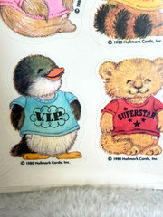 New Sealed 1980 Hallmark Shirt Tales Koala Penguin Walrus Beaver Tiger Stickers