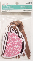 CELEBRATE IT Vintage Blush PARTY GIFT TAGS with Ribbon – TEA CUP – 10 pcs