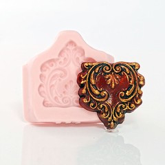 Scroll Work Heart Shaped Silicone Mold Food Safe Fondant Craft Jewelry Mold (753