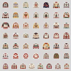 50 PACK CHRISTMAS SWEATERS 2” VINYL STICKERS BULK LOT UGLY CUTE FUNNY 50PCS