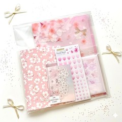 Japanese Sakura Stationery Set A4 File Notebook Wasi Stickers Kawaii Journal Kit