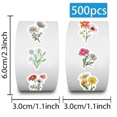 500PCS Daisy wildflowers Roll Stickers Colorful Cartoon Painted Flowers Scrapboo