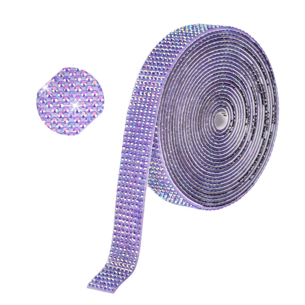 Self Adhesive Rhinestone Strips 3 Yards 0.55 Inch for Craft,Dark Purple AB