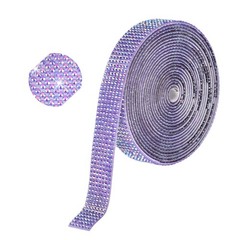 Self Adhesive Rhinestone Strips 3 Yards 0.55 Inch for Craft,Dark Purple AB