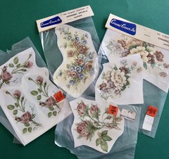 Vtg Ceramic Decals Mixed Media Water Mount Transfers Lot O Dark Plum Floral