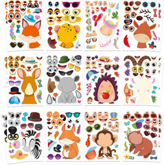 36 Cat Face Sticker Sheets for Kids – Make Your Own Stickers for Parties