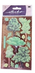 Crafts Stickers Sticko Vellum Green Trees Leaves Wispy Bushy Willow
