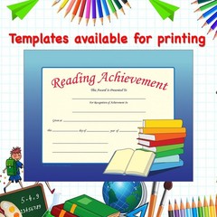 Reading Achievement Recognition Certificates 11×8.5 Inch Colorful Award 30 PK