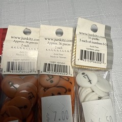 VTG Buttons Alphabet Numbers JUNKITZ Craft Sewing New Old Stock LOT 7