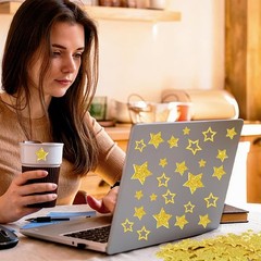 Gold Glitter Foam Star Stickers Self Adhesive Small Large Shape Stickers