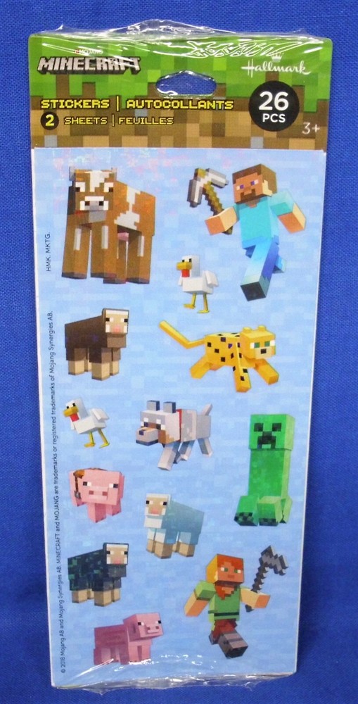Hallmark Stickers Mojang Minecraft Steve Alex Creeper Animals Free Ship Over $15