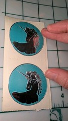 Vintage Stickers Unicorns Embossed Lot Of Two