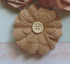 BURLAP Petal Daisy NATURAL 65mm Single Flower Button Centre 10cm Stem DB F