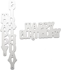 Silver Happy Birthday Metal Cutting Dies DIY Craft Carbon Steel Embossing Templa