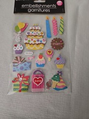 Lot Of 6 Packs 3D Stickers BIRTHDAY, PIRATES, SOCCER, SCHOOL & BEACH THEMES