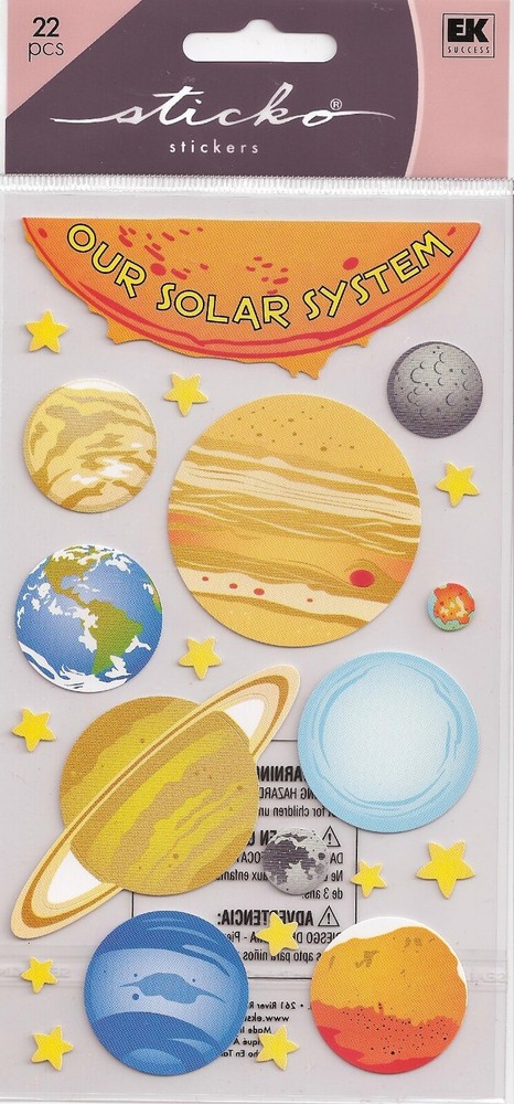 Sticko Classic stickers SOLAR SYSTEM Earth Saturn Mars 74071 FAST FREE ship!