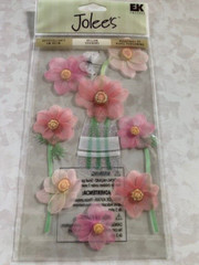 JOLEE’S BOUTIQUE 3D STICKER BRIGHT PINK FLOWERS PINK FLORAL VASE OF FLOWERS