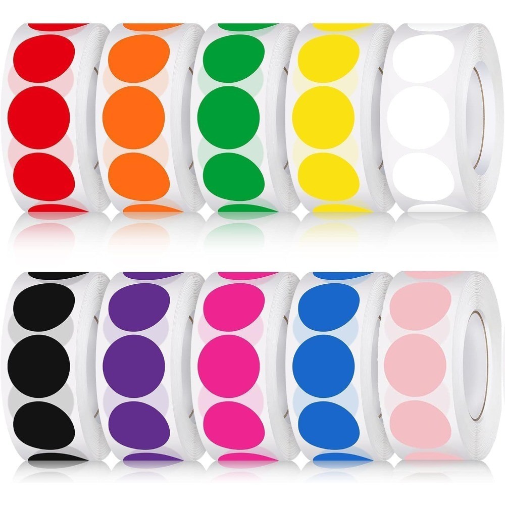 5000 Pcs Colored Dot Stickers, 1″ Round Dot Stickers, Multicolor, 0.98 inch