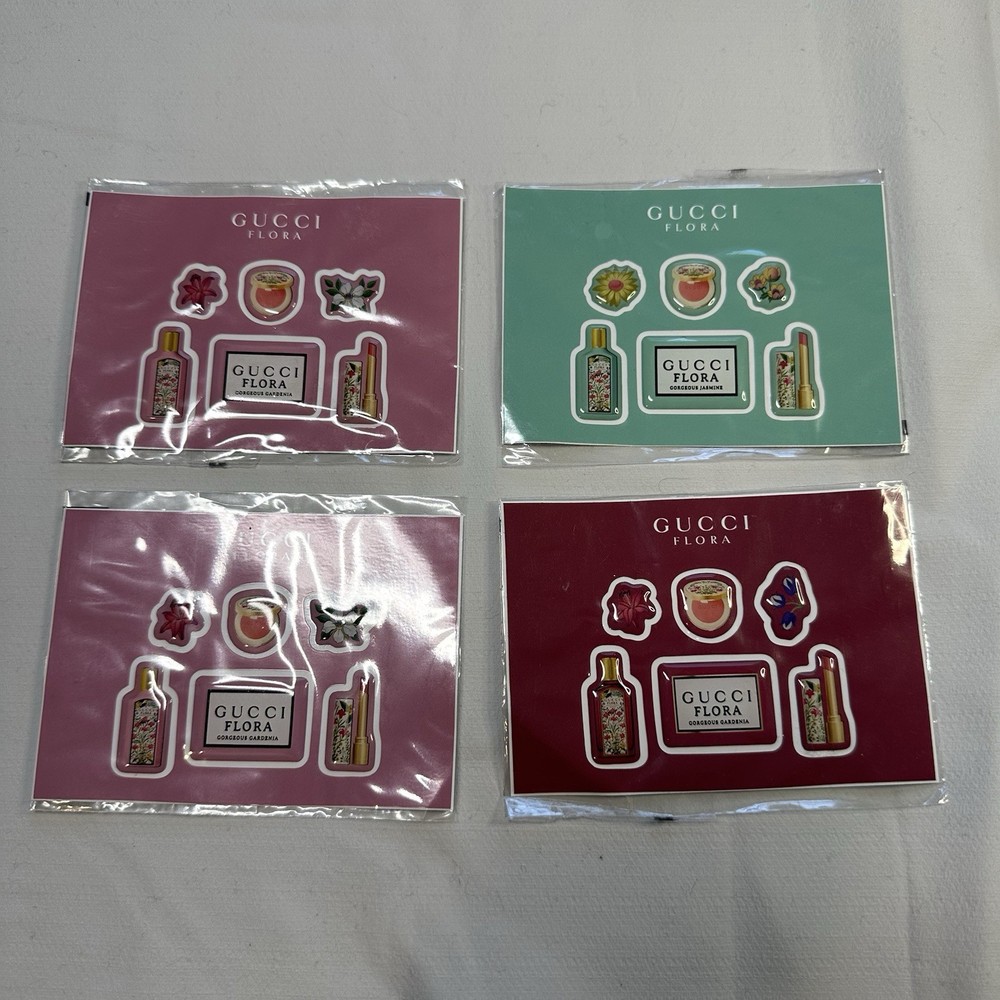 New Gucci Flora Stickers 4-Pack Limited Edition Flowers Bottle