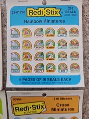 Vintage 1990 Redi-Stix Birthday, Cross, Rainbow Religious Stickers Seals USA Inc