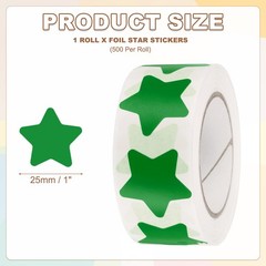 Star Stickers Roll 1 Inch, 500pcs Adhesive Star Labels for DIY Crafts, Green