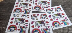 Vintage UNICORNS Prism Vending Machine Sticker Sheet 80s 90s Rainbows (FLAWED)
