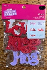 Brother Sister Design Studio Valentine Craft Word Glitter Kiss Hugs Love Sticker