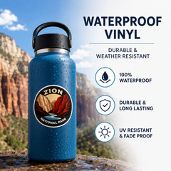Zion National Park Sticker Waterproof Vinyl Decal 3″ Laptop Bottle