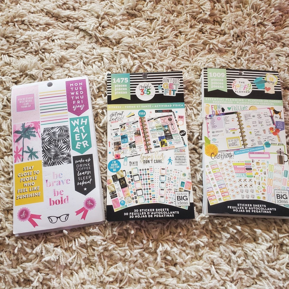 The Happy Planner Sticker Book Lot Of 2 + Student Sticker Book