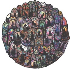50 Black Cat Stickers Pack Stained Glass Gothic Fantasy Feline Vinyl Cat Decals