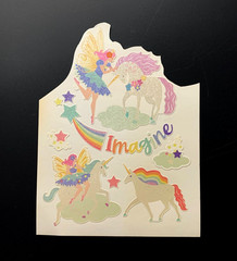 UNICORN PEGASUS FAIRY RAINBOW IMAGINE STARS FANTASY vintage sticker decal 1982