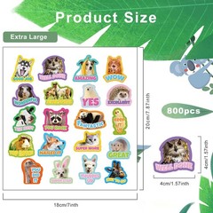 800 Pcs Teacher Reward Stickers for Students Funny Animal Reward Stickers for…