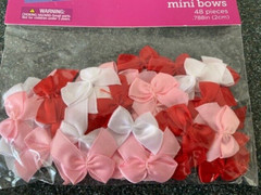 VALENTINE CRAFTS MINI BOWS RED PINK WHITE MATERIAL BOWS 48PCS BOWS