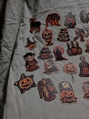 Halloween Stickers Vintage Style Orange Cream Black Pumpkin Witches 35+