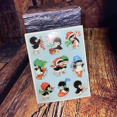 Vintage 1984 Hallmark Baby Penguin Winter Sticker Sheet Holidays Christmas