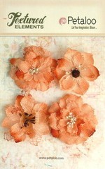 Burlap Flowers 4 x APRICOT Approx 55-60mm across & varied centres Petaloo BUR C