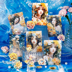 90Pcs Floral PET Stickers, Fantasy Holographic Stickers for Scrapbooking, DIY Cr