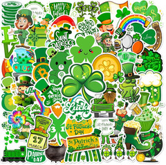 50 Pcs St. Patrick’S Day Stickers, Vinyl Waterproof Irish Shamrock Stickers