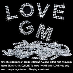 Zonon 136 Pieces Rhinestone Iron-On Letter Large Glitter Bling Alphabet Sticker