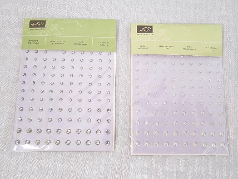 Stampin Up! PEARL BASIC JEWELS & RHINESTONE BASIC JEWELS Embellishments Lot, NEW