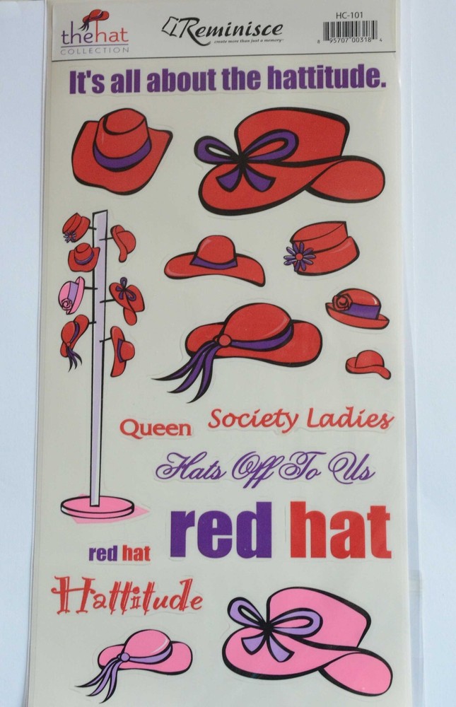 Red Hat Stickers w Red & Purple Words / Red & Pink Hats / Hattitude