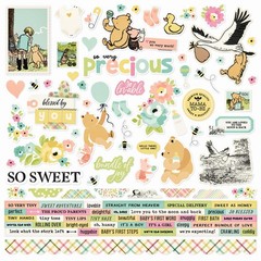 Simple Stories CLASSIC POOH BABY 12×12 Cardstock Sticker Sheet scrapbooking