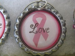 Breast Cancer Awareness Bottle Cap Wine Glass Charms ~ **Gift Idea