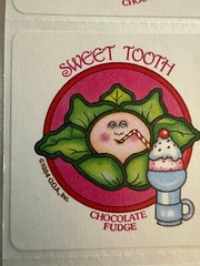 Vintage 1984 Scratch & Sniff Sweet Tooth Chocolate Fudge Sticker Cabbage Patch