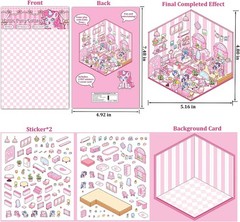 DIY 3D Sticker Scenes for Girls, 6 Sets Make Your Own Mini Room Scene Sticker…