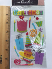EK Success Sticko Birthday Scrapbook Stickers Lot Balloons Baking Gifts Numbers