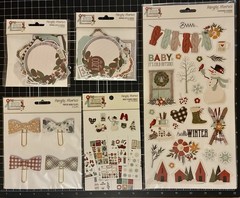 Simple Stories WINTER FARMHOUSE 12×12 Kit, 6×8 Paper, Bits, Bows, Stickers LOT