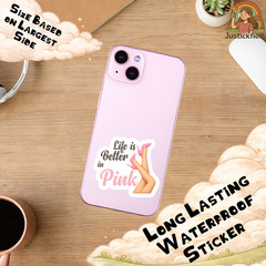 Girly pink sticker, Laptop Sticker, Waterproof Water Bottle Sticker, funny decal
