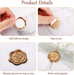 Initial Alphabet P Adhesive Wax Seal Stickers, 25 Pack Letter Wax Seal Stickers