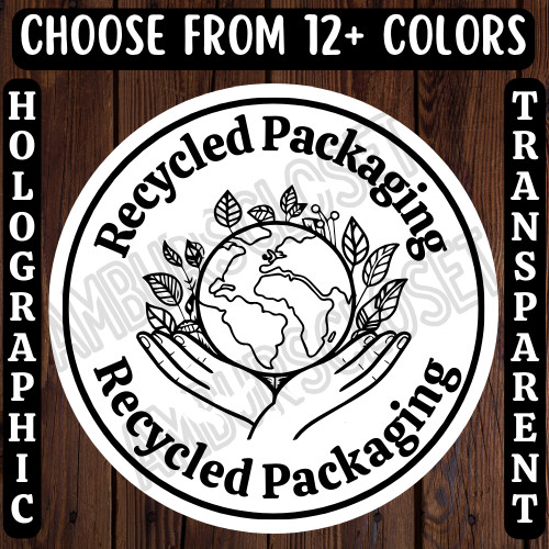 40 RECYCLED PACKAGING STICKERS 2″ LABELS SHIPPING THANK YOU REDUCE WASTE